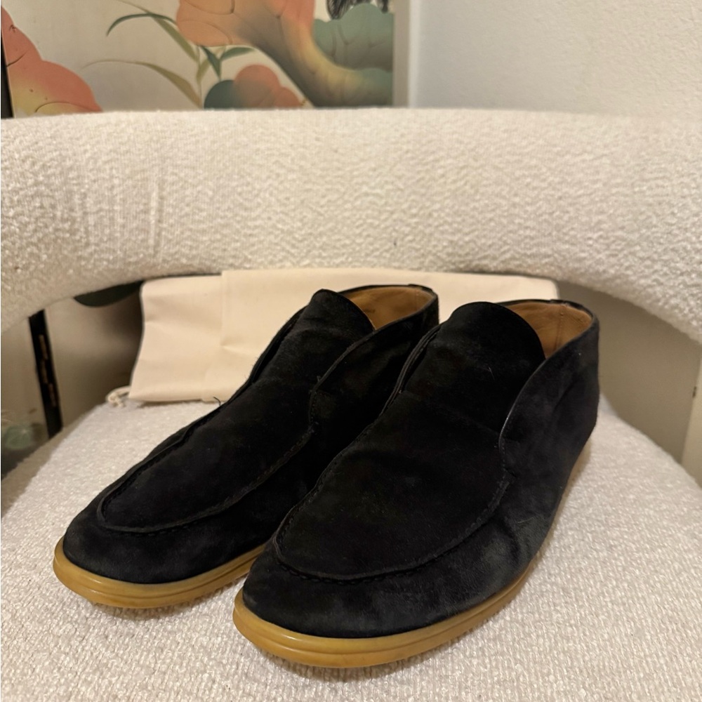 Men's Loro Piana Dark Navy Suede Open Walk Boot Loafers